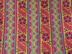 2 yard x 44″ Quilt Fabric Hamil Textiles Bright Red Yellow Stripes Flowers