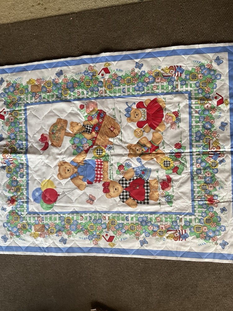 Fabric Cute Teddy bears Quilted Fabric By Spring Industries 44”x 35”