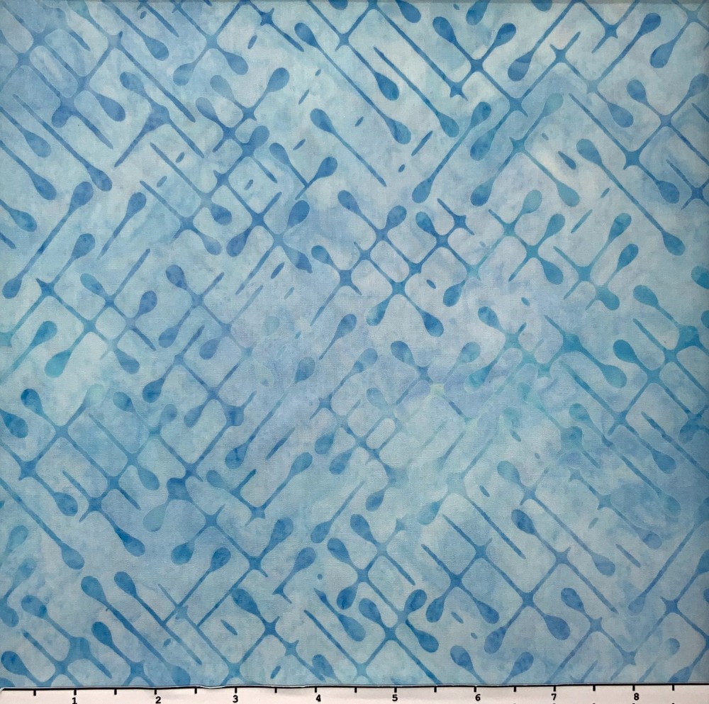1 Yard Cut of Lunn Paddles Batik 100% Cotton 4298 Sky Light Blue