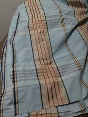Upholstery Polyester Fabric Blue Tan 56 x 4 Yds Home Decor Craft Stiff New