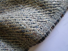 Brunschwig Fils Herringbone SARADA Texture Tan Brown Blue Upholstery Fabric 18+Y
