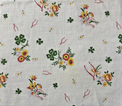 VINTAGE 1930s Feedsack fabric piece Lucky Charms Print 10×8″