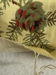 Vintage Fabric Scrap Birds Partridge Botanical Autumn Colors Rustic Traditional