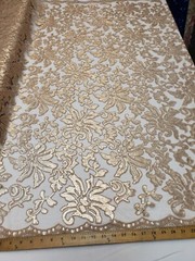 Nude Floral Embroidery Nylon Crochet Mesh Prom Sequin Fabric “The Beyonce Lace”