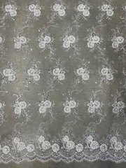 Ryleigh WHITE 3D Floral Embroidery with Foil & Sequins on Mesh Lace Fabric by t