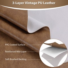 3 Yards Vintage Faux Leather Fabric 1.3mm Thick Heavy Duty Upholstery Fabric 55″