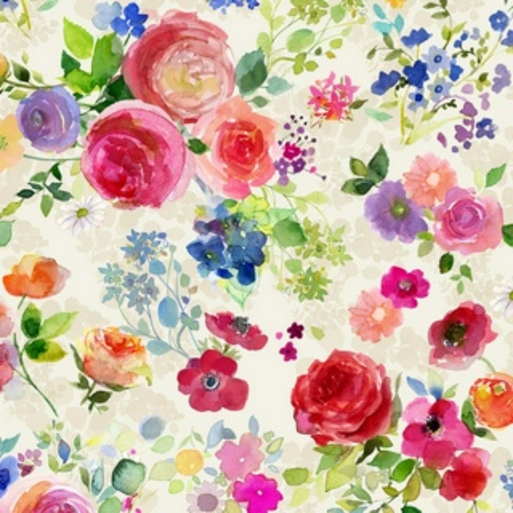 Fleur de Rose Cotton Fabric Clothworks Main Flowers By the Yard