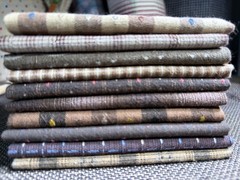 10 Japanese Yarn-Dyed Cotton Fabric Bundle 13×9” Patchwork Quilting Brown