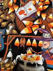 Alexander Henry “Candy Corn Factory” Halloween- ONE YARD