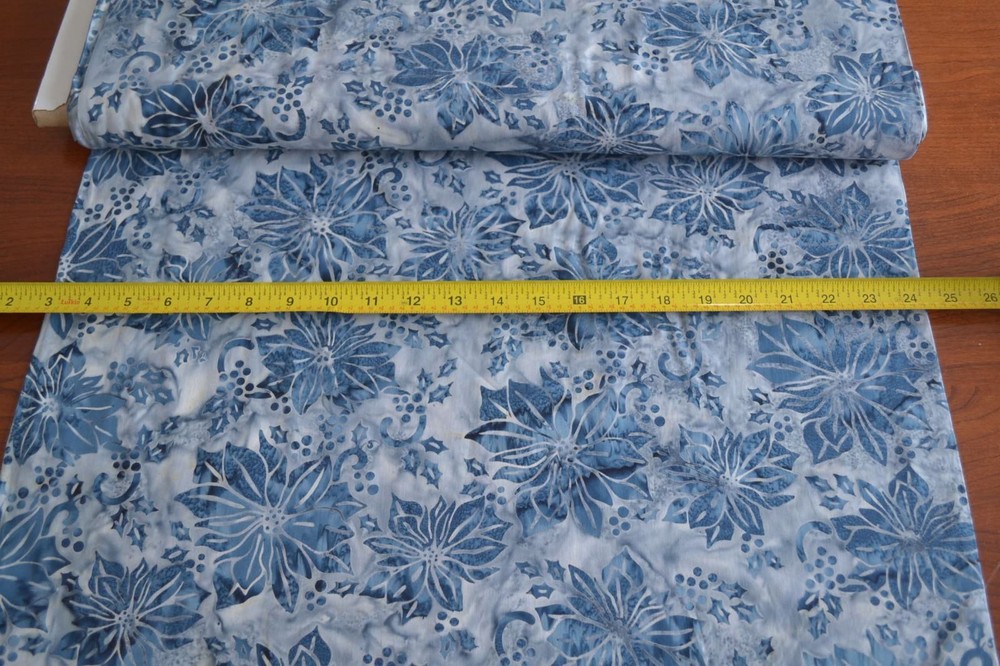 By 1/2 Yd, Blue Floral on Blue Cotton Batik, Indonesia, Hoffman/F-2084-173, B509
