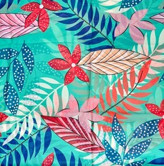 African Print, Chiffon Fabric- Turquoise, Blue, Red, Pink “Hopebloom”, ~ 2 Yards