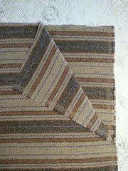 Brown Tan Rust Stripe Lightweight Wool Fabric 20″ Long x 62″ Wide