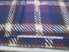 3 yds 26″ x 42″ Vintage 1971 Klopman Burlington Polyester Purple Plaid fabric