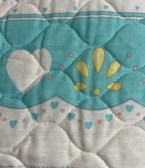 Vintage Baby Quilt panel Jumping Lambs Pastels Hearts Yellow Blue Pink Quilted