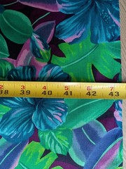 VTG Fabric Tahitian Floral Blue Green Purple Hibiscus 144×43 Tropical