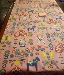 Pink Holland Oxford Cloth, Lg. 74″x46″ Trefle Kokka,Matryoshka, Russian, Japan