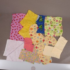 2+ lbs Cotton Flannel Fabric Scrap Destash Lot Squares Strips Cutouts Sewn Pcs
