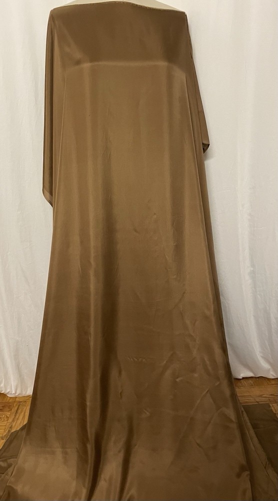 100% Luxurious Silk Habotai Taupe Brown Fabric By The Yard 44 “Wide