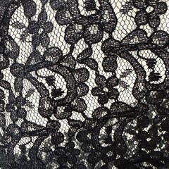 Black Floral Lace Fabric 2 Yards 4 Inches x 43” Wide Sheer Slight Stretch