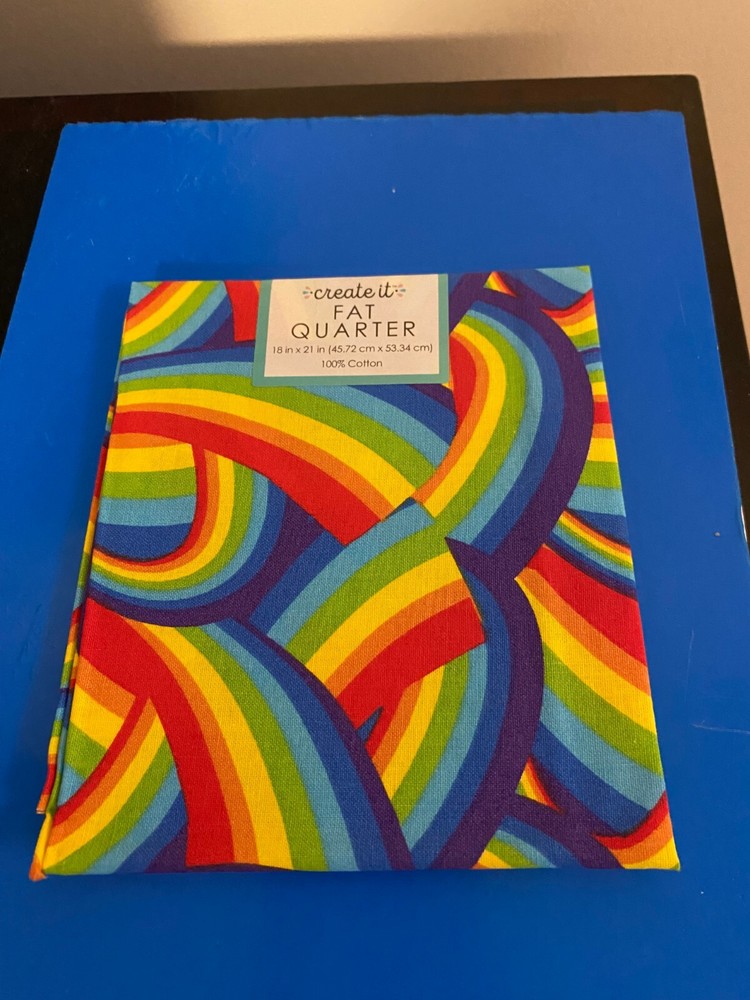 BRAND NEW CREATE IT 100% COTTON RAINBOW SKYPRECUT SEWING AND CRAFT FABRIC 18″X21