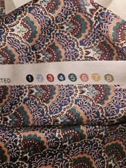 VTG Ambiance HTF Scalloped Art Deco Style Print Cotton Fabric 4.25 Yards X 55″W