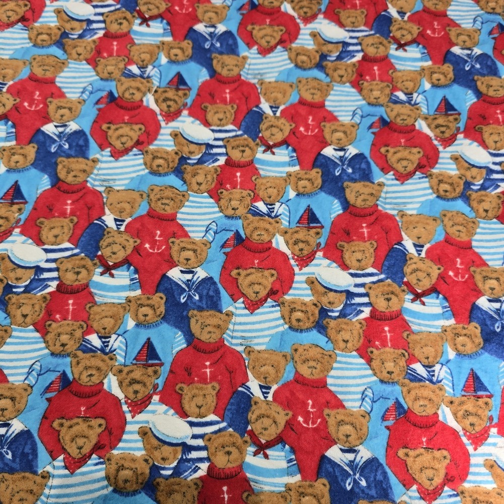 JoAnn Teddy Bear Nautical Fabric 2 Yards 15 Inches x 40″ Wide Cotton Flannel
