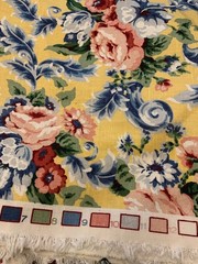 12 Yds Vintage Barrow Belcourt Floral Upholstery Fabric Yellow Pink Blue 55″ W