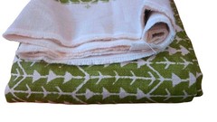Carolina Irving 2 Yards Amazon Leaf Green Linen Hand-Painted Fabric Designer