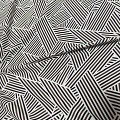 18″ long / LonBlack & White Lines Distorted Fabric Stretch Spandex for Swimwear