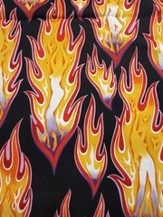 Alexander Henry Fabric Fire Girls 2003 Black 1 Yard Pinup Girls Flames