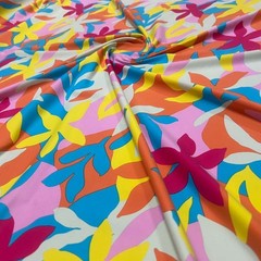 Pastel Colored Flowers Print Stretch Fabric Swimsuit Spandex 60″ wide By Yard