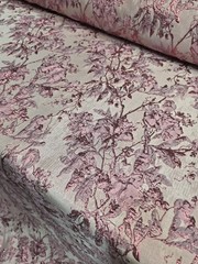 Fabric Sold By The Yard Pink Metallic Floral Flowers Brocade For Dress Upholster