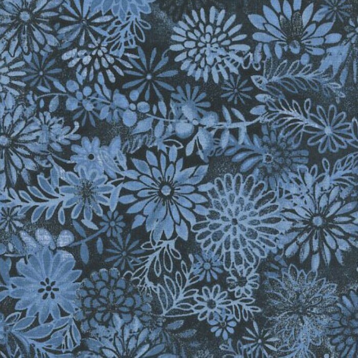 BTY TC Studio FLORAL FOREST Ash Blue Print 100% Cotton Quilt Fabric by Yard
