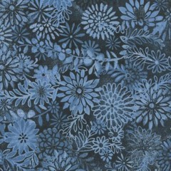 BTY TC Studio FLORAL FOREST Ash Blue Print 100% Cotton Quilt Fabric by Yard
