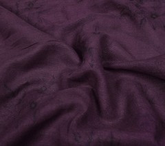 Sushila Vintage Wine Scrap Saree Pure Linen Printed & Woven Remnant Sari Fabric