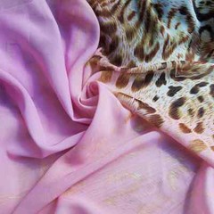 58” Wide By Yards Positional Print Chiffon Fabric Leopard Pink