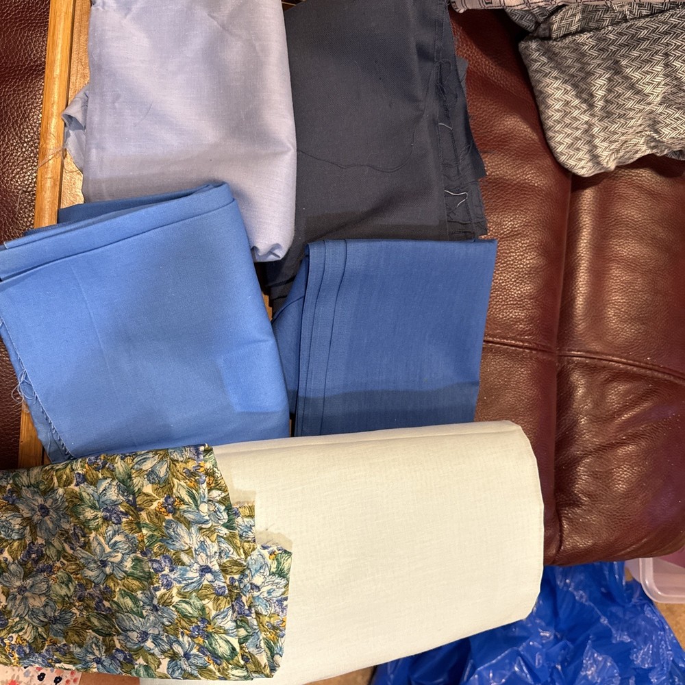 3 Lbs Solid Cotton Fabric Blues And Multi Color Vintage