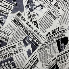 Lot of 2 FQs Cotton Quilt Fabric Sports Theme, Football & Newspaper Style Prints