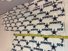 Vintage Fabric Remnant Dallas Cowboys NFL Football Team White Blue Stars Cotton