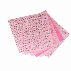 7-Pack 25x25cm Cotton Fabric DIY Assorted Pre-Cut Bedding Kit (Pink)