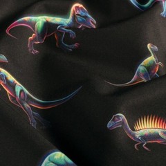 1M X 1.45M Softshell Dinosaur On Black Oeko-Tex Standard 100