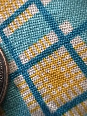Quilting Fabric Aqua Teal Mustard Geometric Plaid 16×18 Remnant