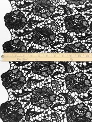 Floral Lace Fabric Special Occasion Black Corded Border By the Yard