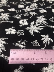 Black White Tropical Fabric Sailboat Island Palm Tree Poly Cotton Over 2 Yards F