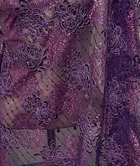 1.5 Yard Purple Silver Sequins Embroidered Lace Fabric 50” Width