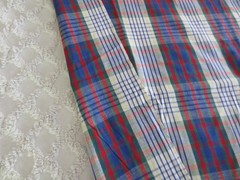 5100. RED WHITE BLUE GREEN PLAID HOMESPUN Quilting COTTON FABRIC – 45″ x 5 yds.