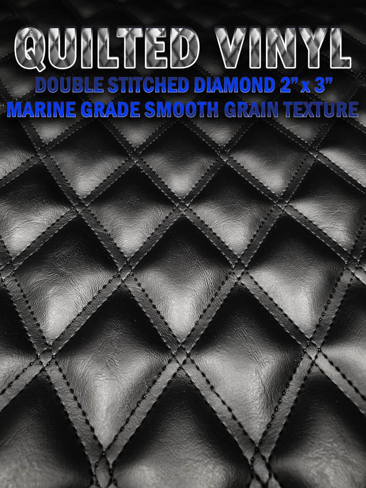 Double Stitched Quilted Vinyl Marine Grad Diamond 2″ x 3″ WITH 3/8″ Foam Backing