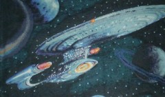 1998 STAR TREK ENTERPRISE STARSHIP Acrylic Coated Fabric Remnant (106cm x 60cm)