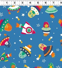 BLAST OFF Solar System Planets Children’s SPACE ORBIT quilt fabric BTHY MARS