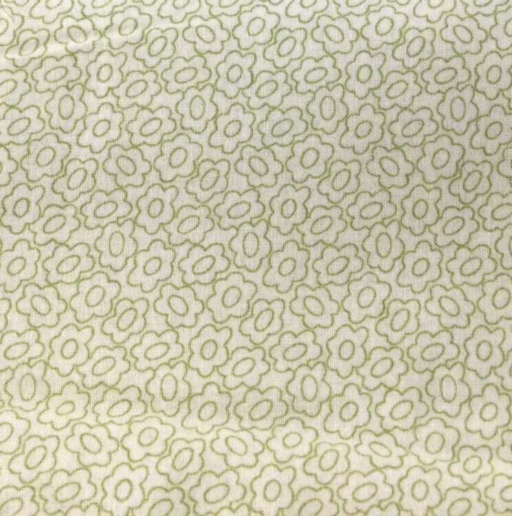 Cotton Fabric Quilting Bedding White Green Floral 2 yds